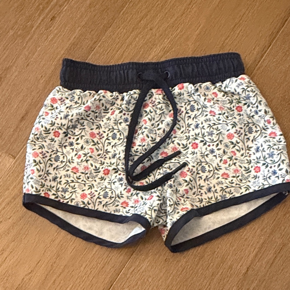 Boys Minnow Floral Navy Trim Swim Trunks